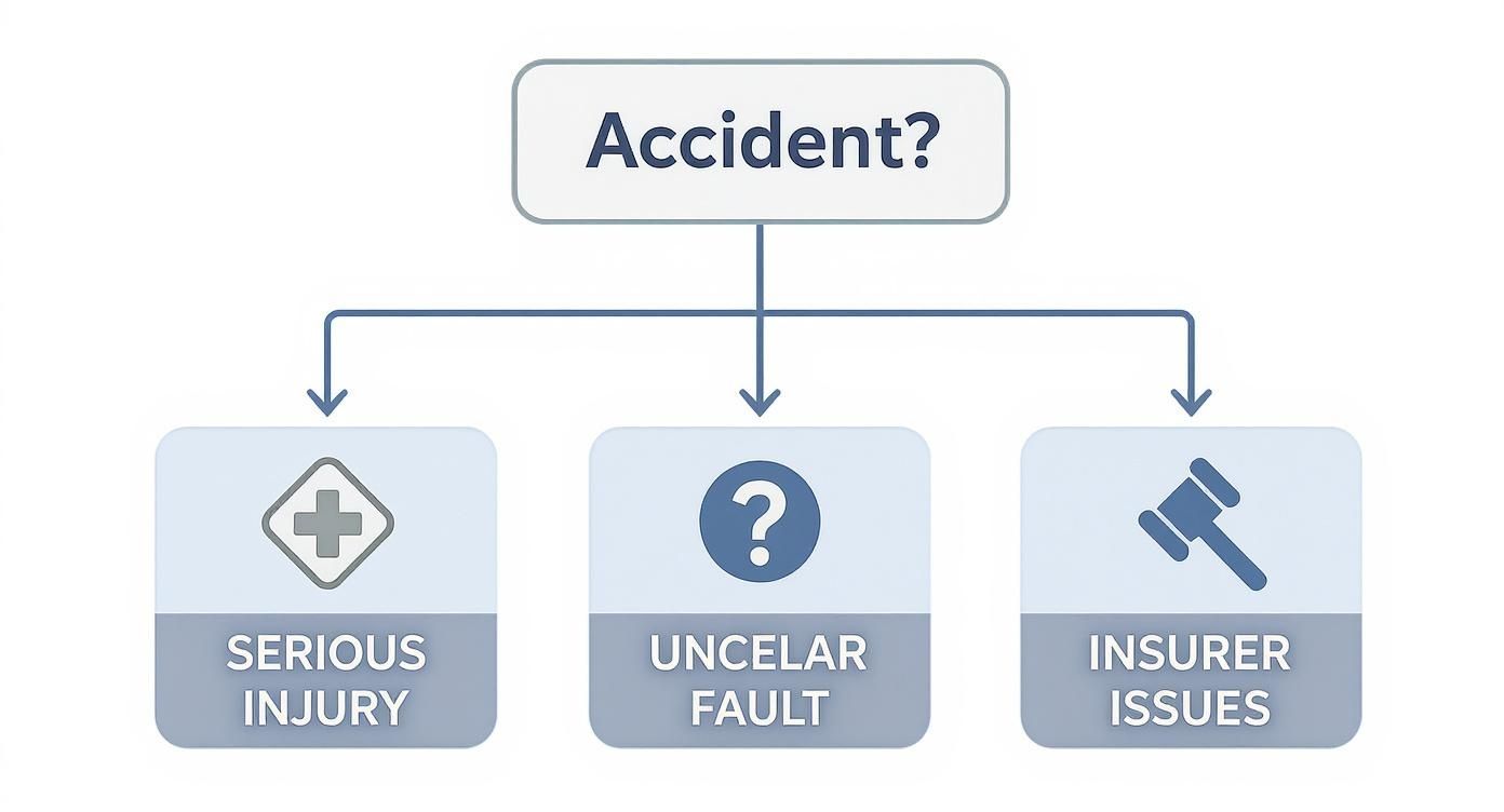 Infographic about when to hire personal injury lawyer