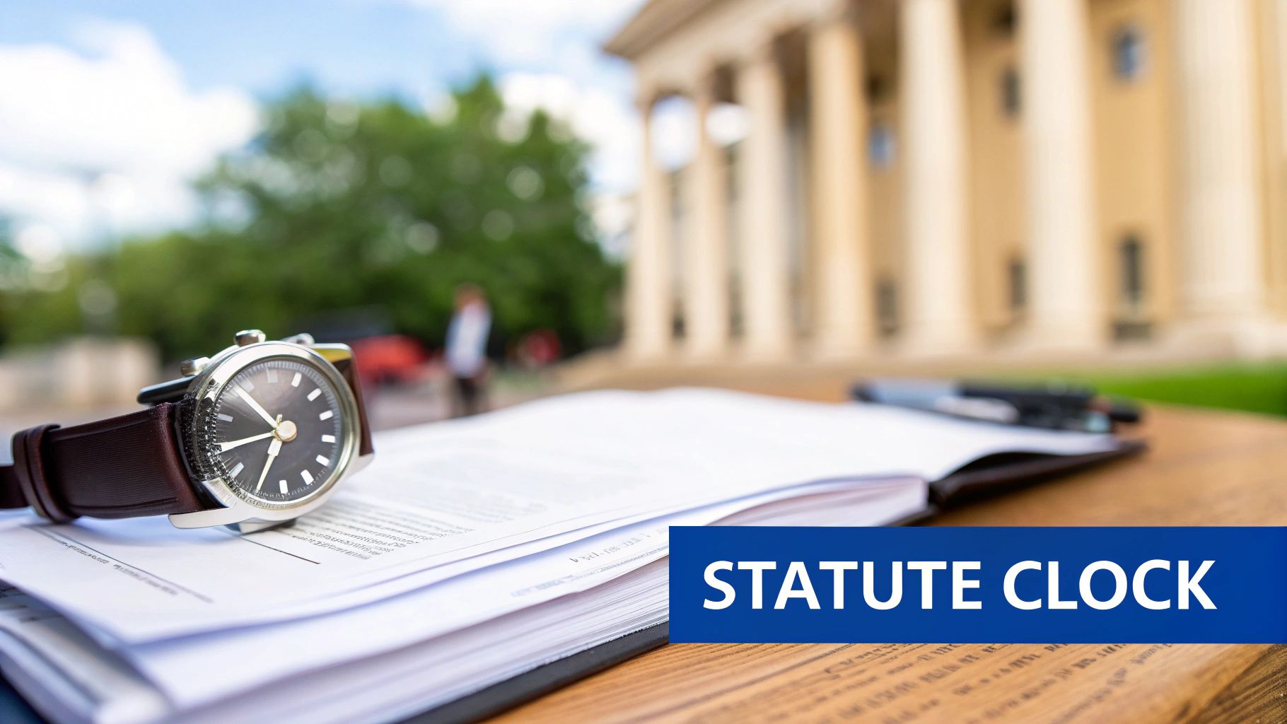 A person looking at an hourglass, symbolizing the passing time of a statute of limitations.