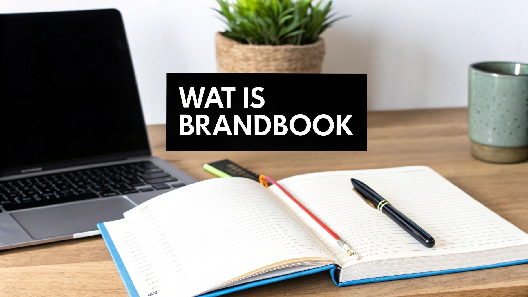 Een brandbook dat open ligt, met daarin richtlijnen voor typografie, logo's en kleuren