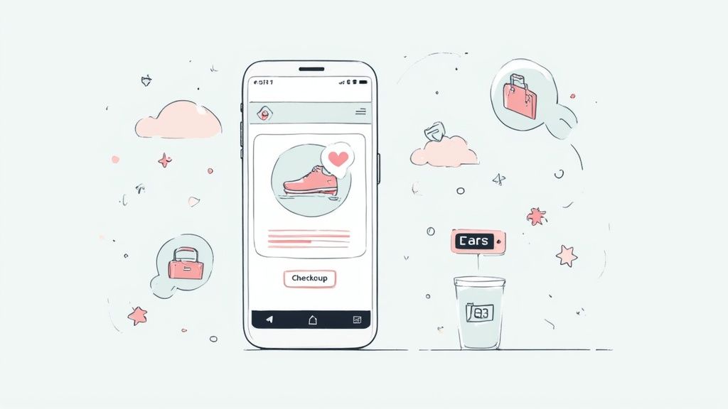 Een designer werkt aan een webshop layout op een groot scherm