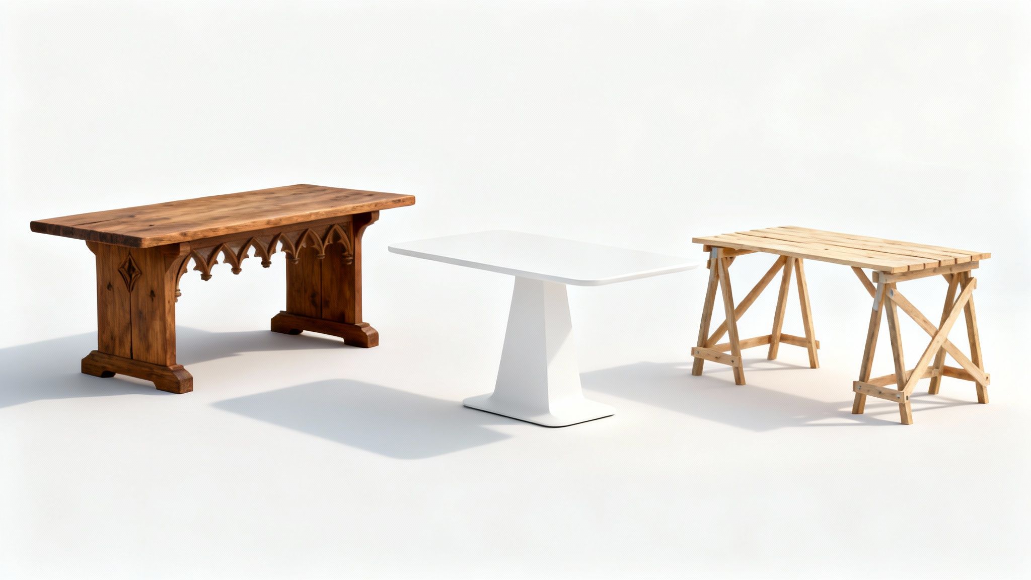 Een robuuste houten tafel gedekt voor een feestelijke gelegenheid in de buitenlucht.