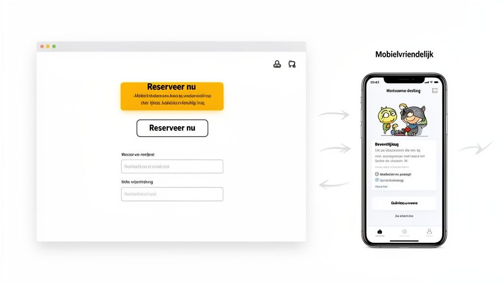 Desktop reserveringssysteem en mobielvriendelijke app voor het eenvoudig boeken van een plek.