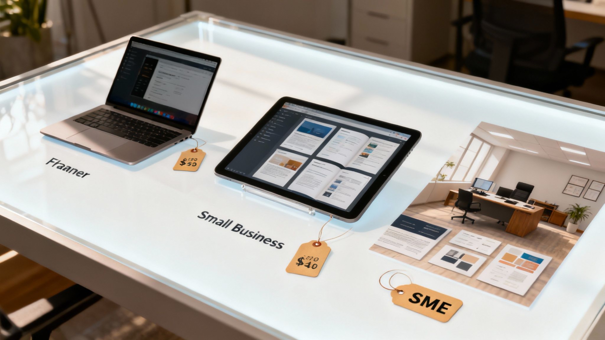 Een persoon die een offerte bekijkt op een laptop