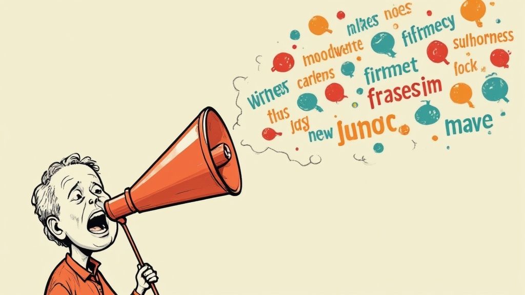Een groep diverse mensen die samenwerken aan een creatief project, wat de verschillende aspecten van tone of voice symboliseert.