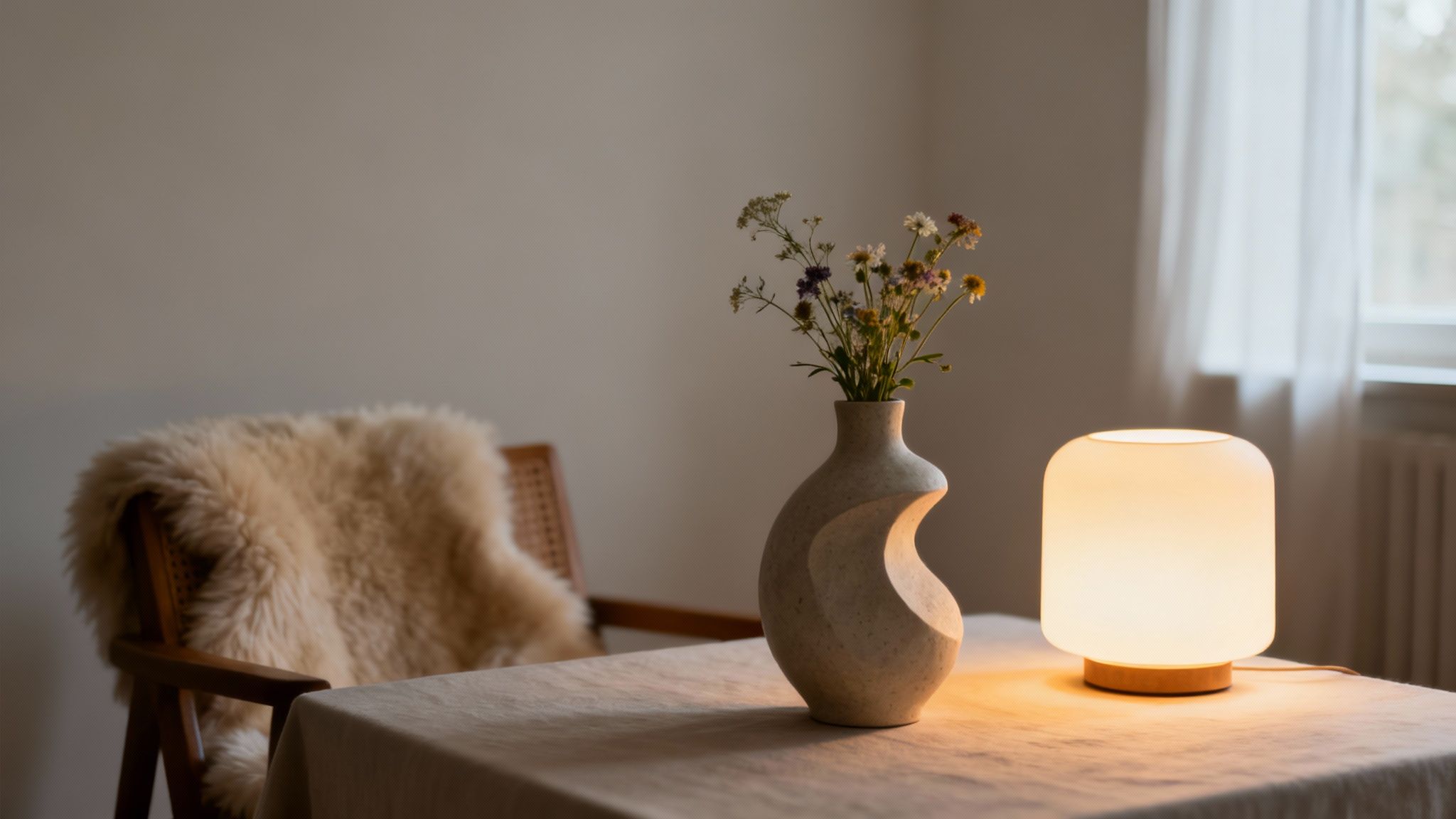 Decoratie en sfeerverlichting op een prachtig gedekte tafel