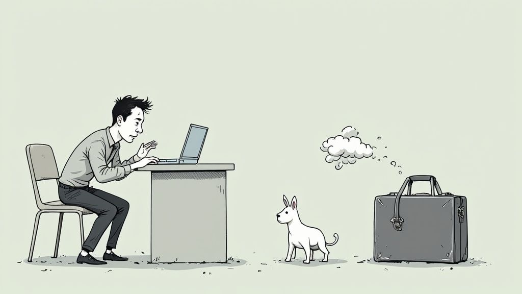 Ondernemer kijkt gefrustreerd naar laptop met een slecht presterende website.