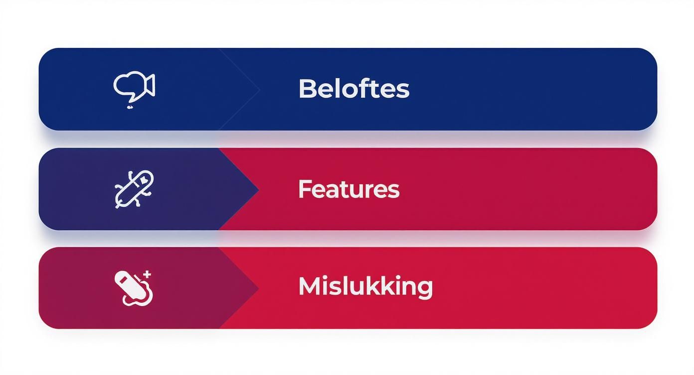 Deze infographic visualiseert het typische proces van een slecht webbureau-traject: het begint met grote beloftes, focust op nutteloze features, en eindigt in een mislukt project.