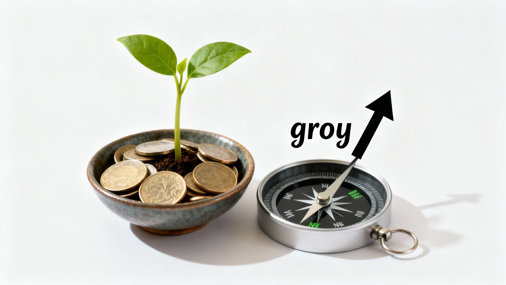 Een afbeelding van een kompas op een kaart, symboliseert richting en strategie