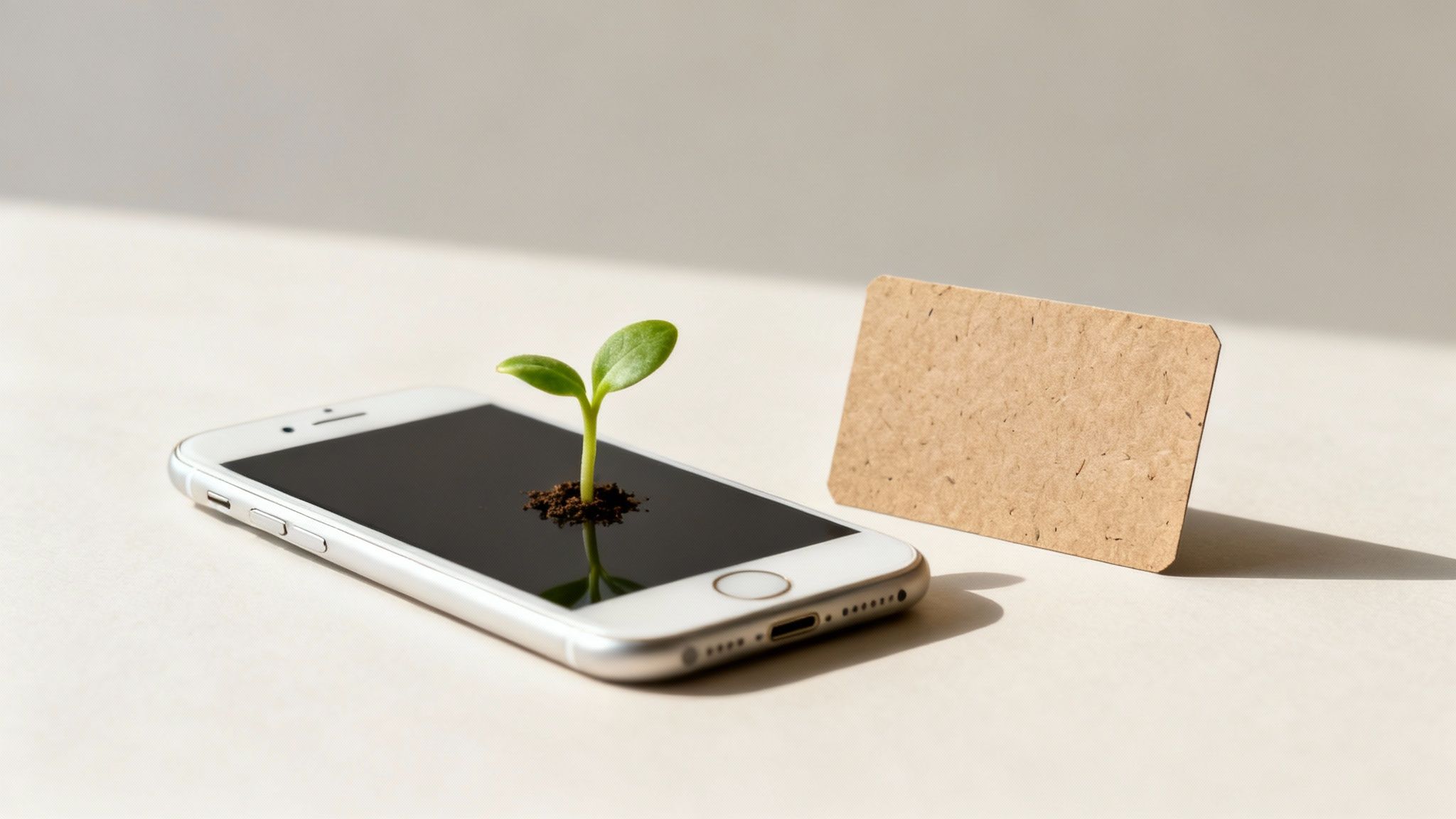 Een afbeelding die duurzaamheid en technologie combineert, zoals een groen blad op een circuitbord