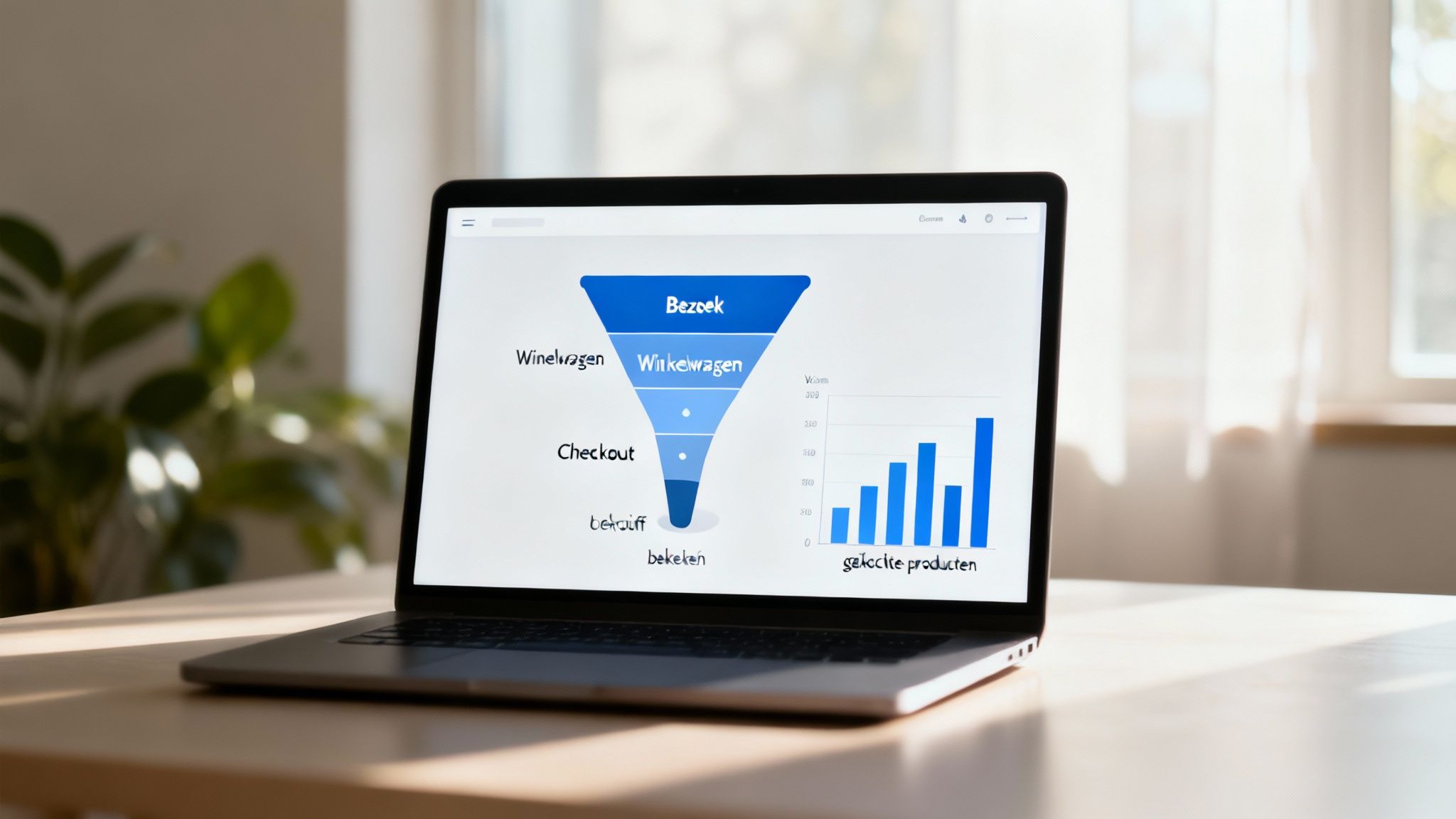 Een persoon analyseert data op een computerscherm, wat de essentie van datagedreven e-commerce marketing illustreert
