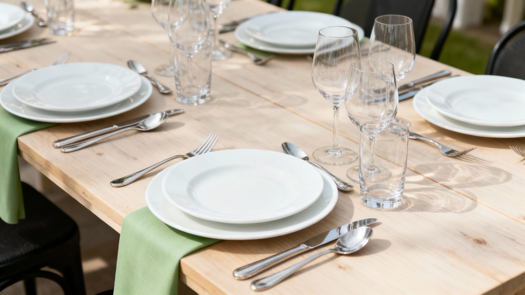 Stijlvol gedekte tafel met gehuurd servies en bestek