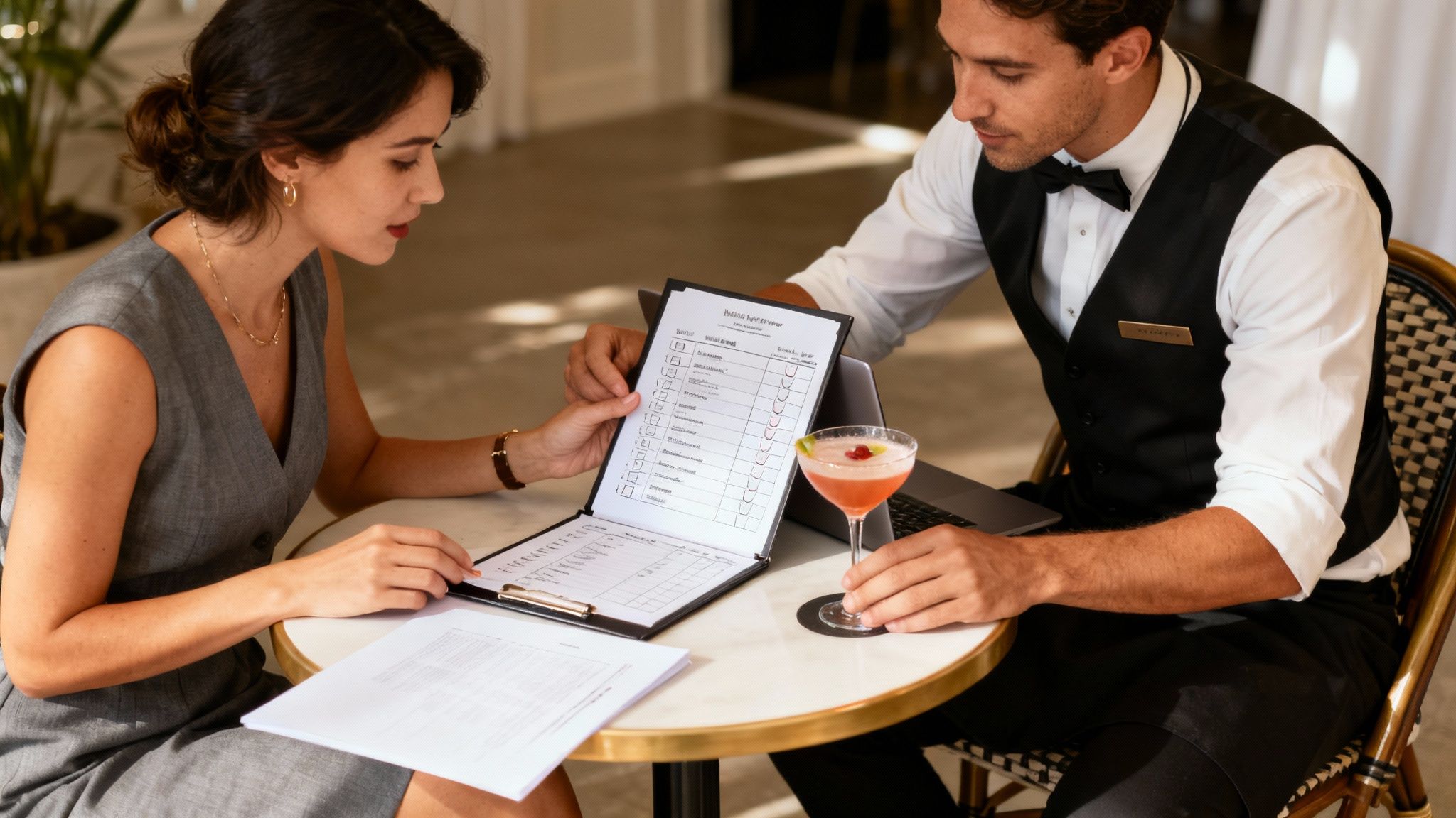 Een bartender legt de laatste hand aan een prachtig opgemaakte cocktail.