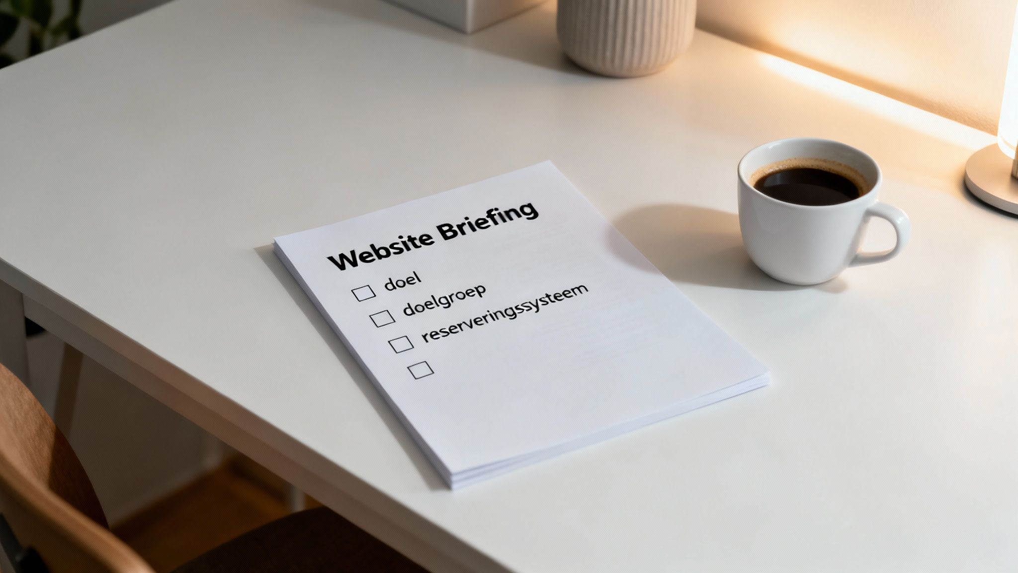 Een webdesigner die samen met een horecaondernemer over een laptop gebogen zit, brainstormend over de nieuwe website