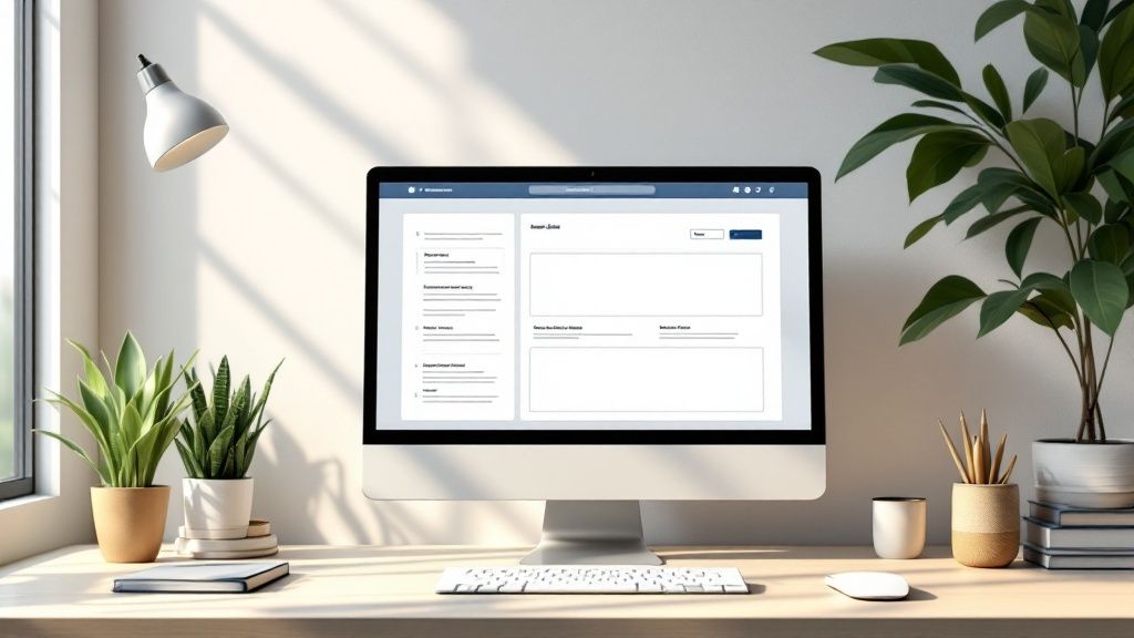 Een schets van een websitestructuur op papier, omringd door post-its en een kop koffie.