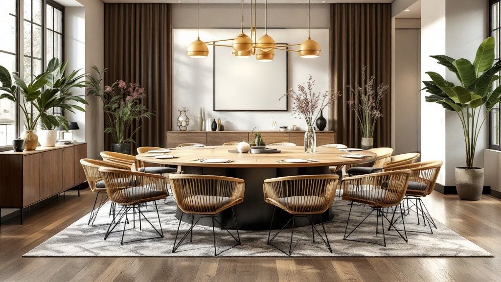 Houten vergadertafel voor 12 personen in een sfeervolle setting