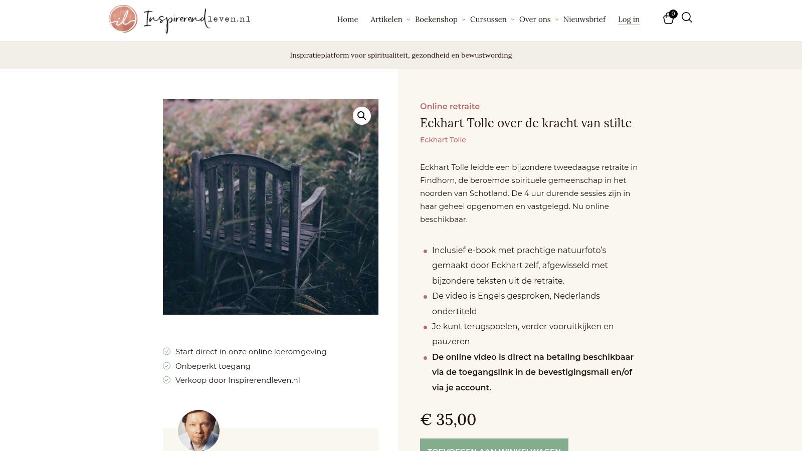 Eckhart Tolle Retraite op Inspirerendleven.nl