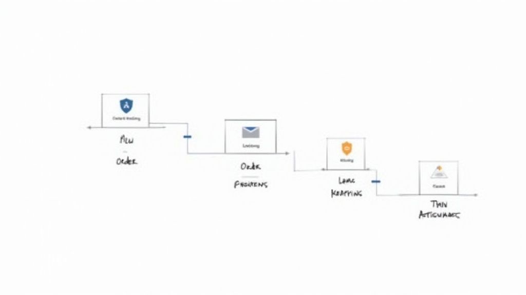 A process flow diagram illustrating steps like New Order, Order Fulfillment, Load Keeping, and Thin Activities.