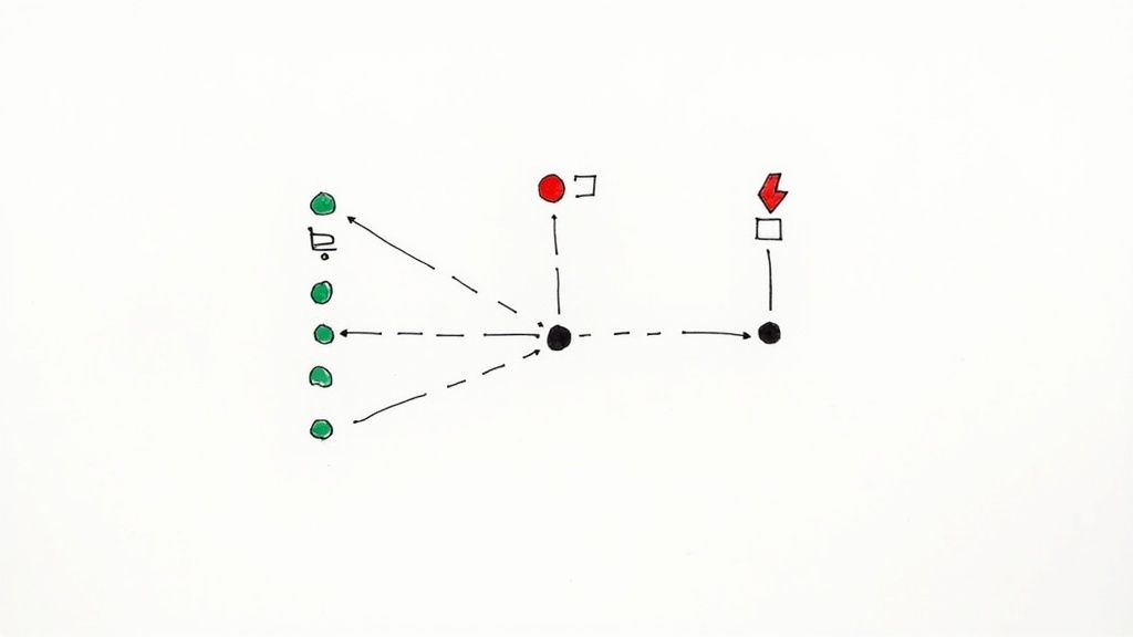 Diagram illustrating data flow and risk detection in an e-commerce system with safe and alert indicators.