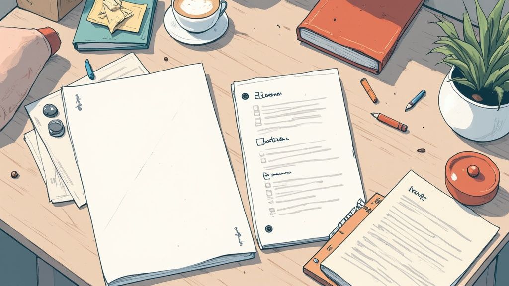 Studente che organizza il proprio lavoro alla scrivania