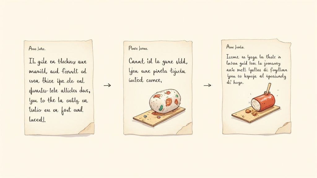 Diverse mani che scrivono appunti su un quaderno, simbolo di un processo attivo di rielaborazione.