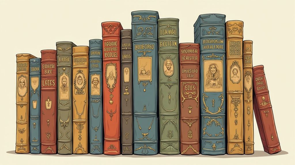 Studentessa concentrata scrive la sua tesi di laurea su un quaderno, circondata da libri.