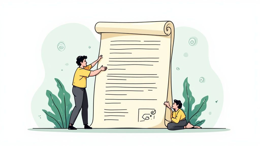 Una scrivania accademica con un laptop che mostra un software antiplagio con segni di spunta verdi, a significare un lavoro corretto.