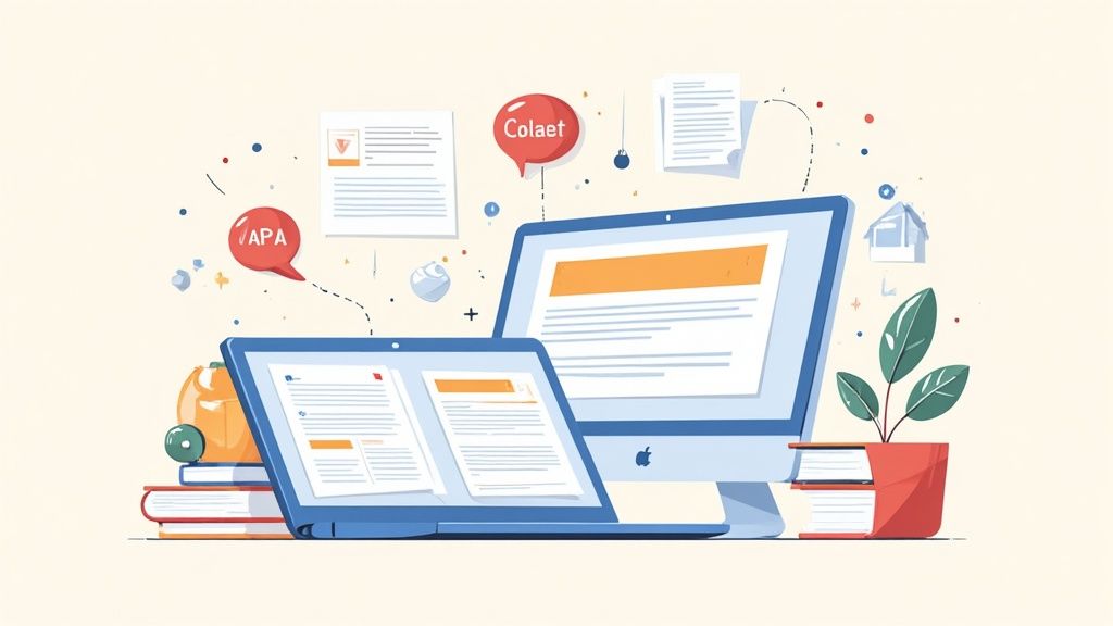 Studente concentrato che scrive al computer, circondato da libri e appunti, simbolo della fase di stesura della tesi.