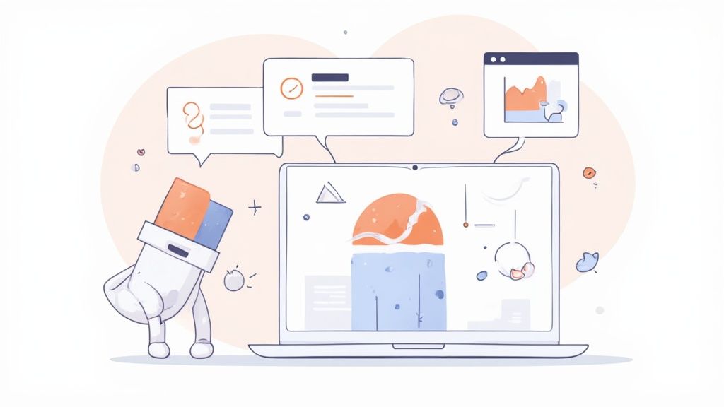 Uno studente che fa una presentazione sicura di sé davanti a una commissione universitaria, simbolo della discussione finale della tesi.