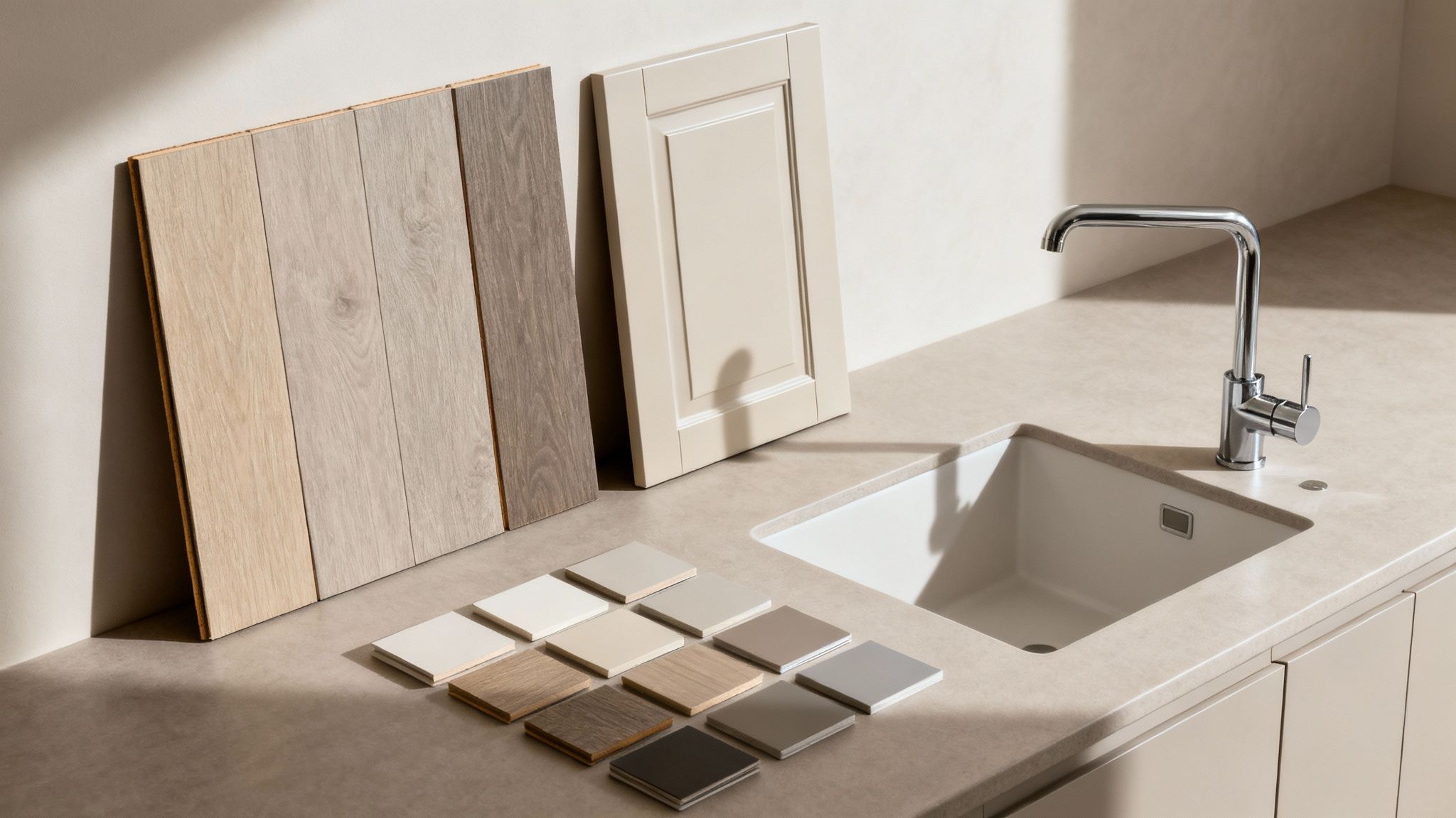 A person reviewing architectural blueprints with a calculator and coffee.