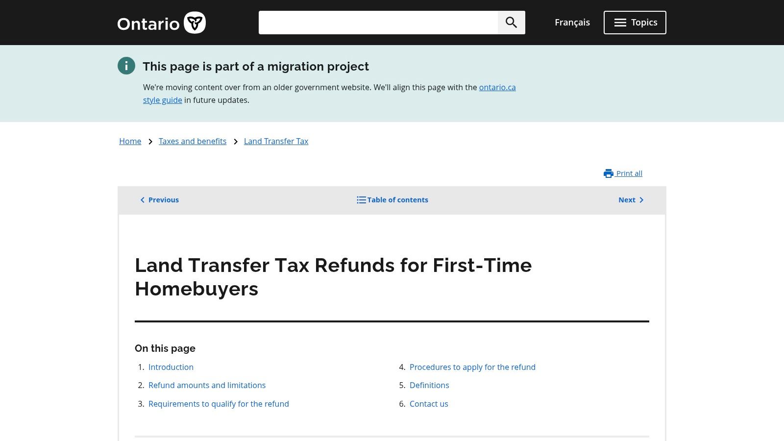 Ontario Ministry of Finance – Land Transfer Tax Refunds for First‑Time Homebuyers