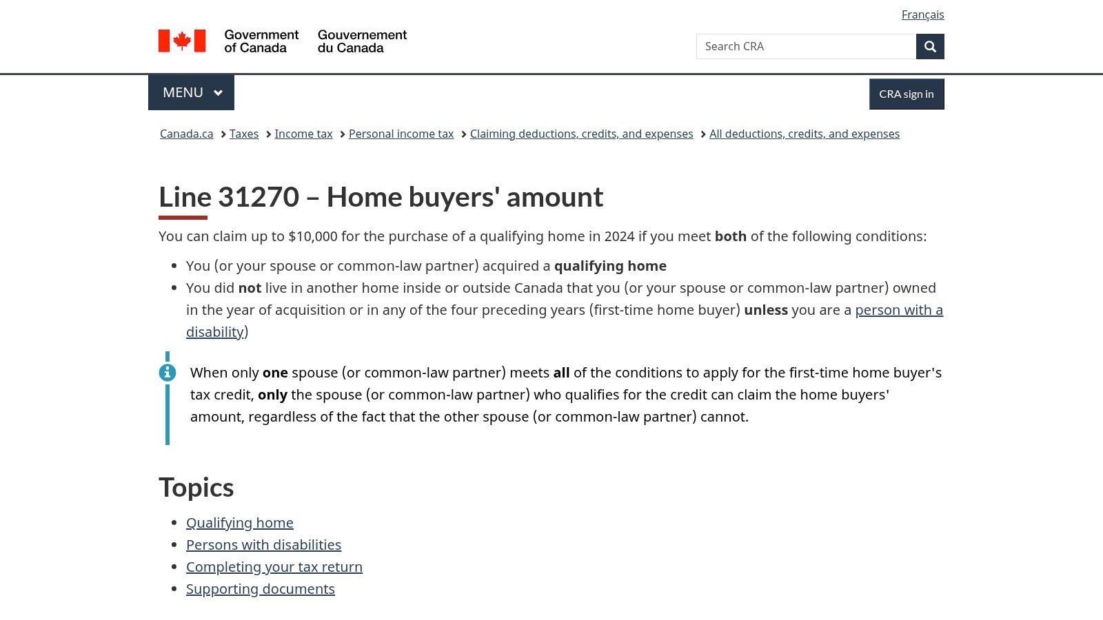 Canada Revenue Agency – Home Buyers’ Amount (First‑Time Home Buyers’ Tax Credit)