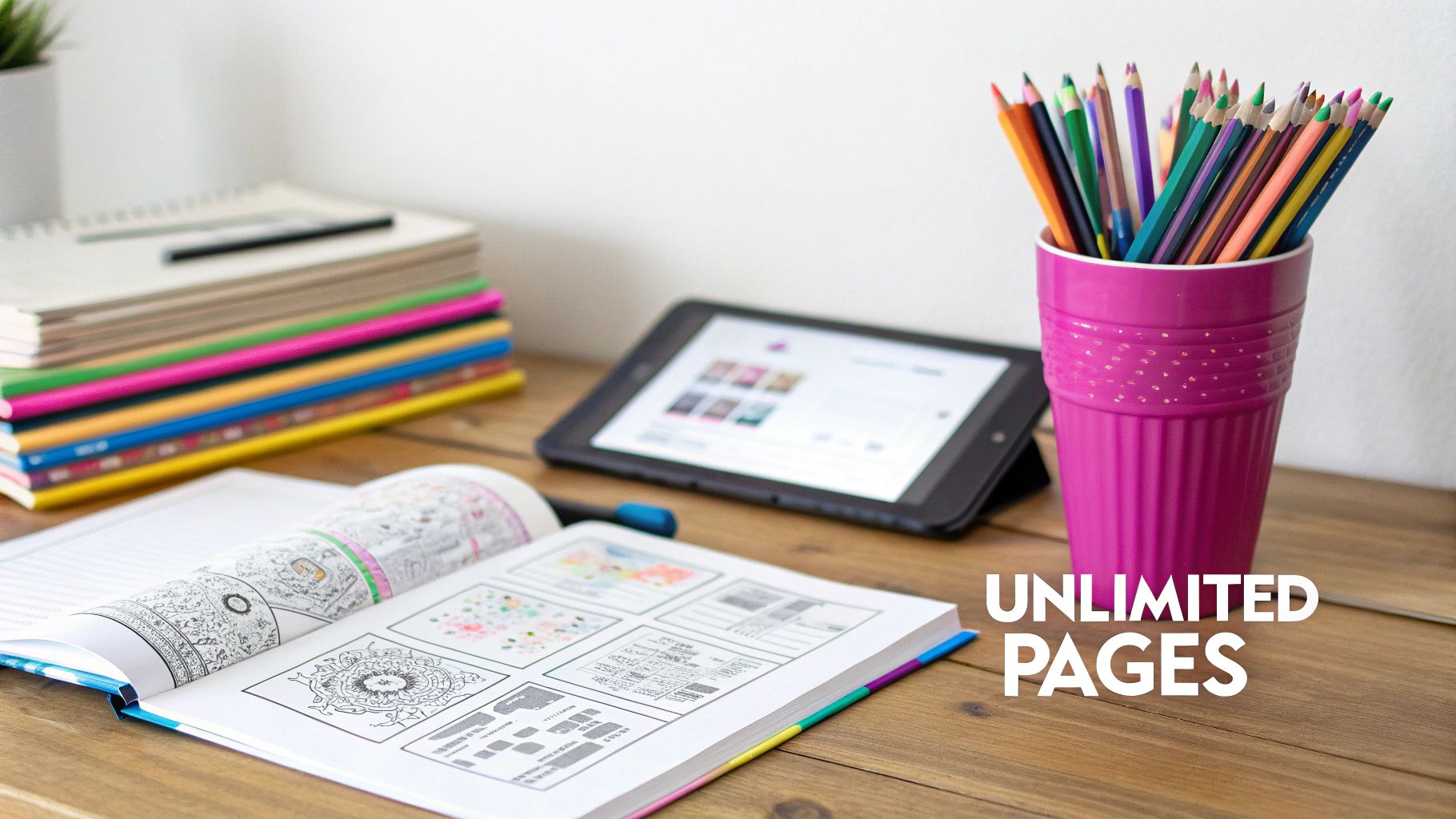 A black and white coloring page of a whimsical forest with animals, showcasing clean lines suitable for coloring.