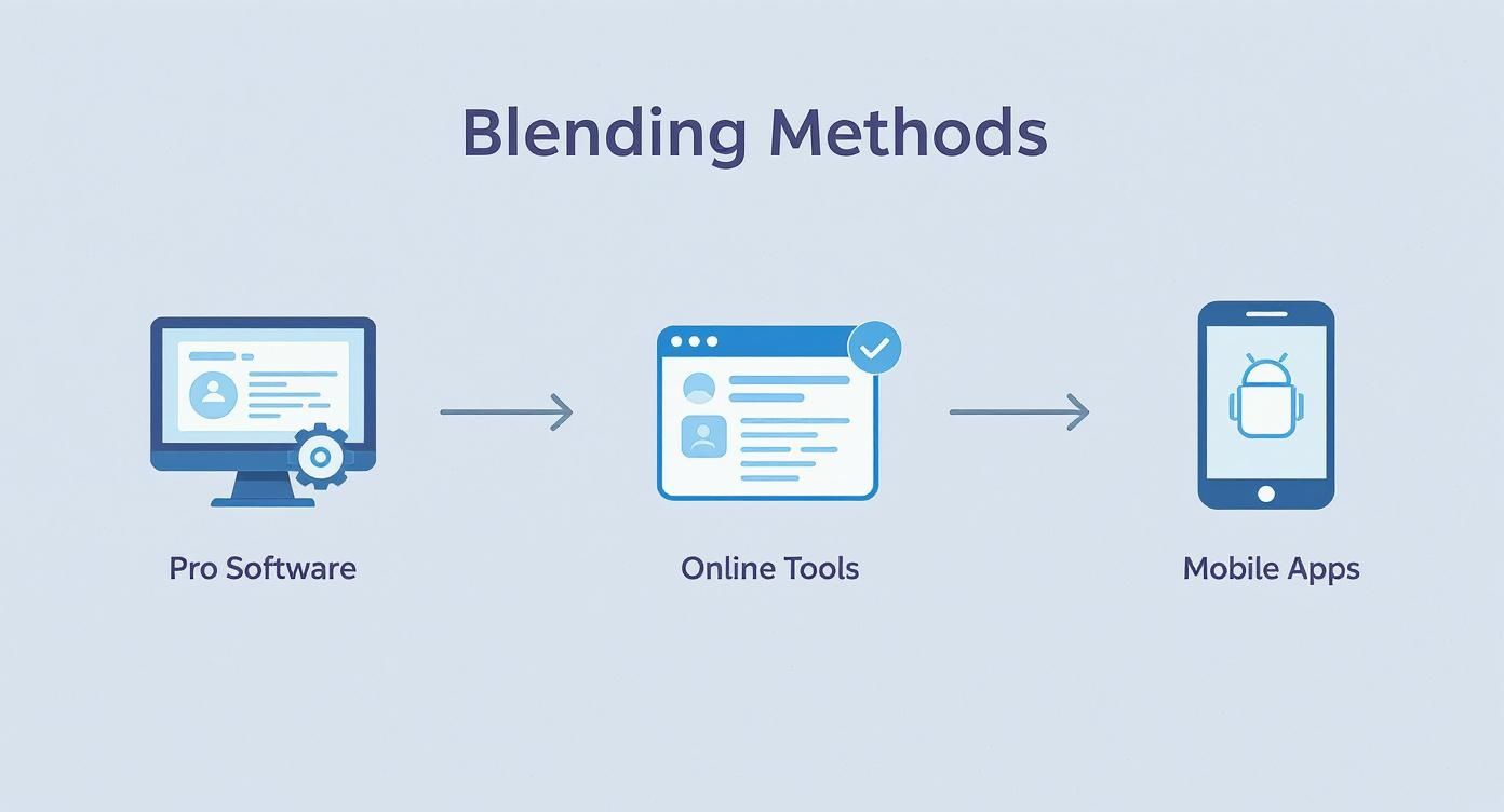 Infographic about how to blend 2 pictures together