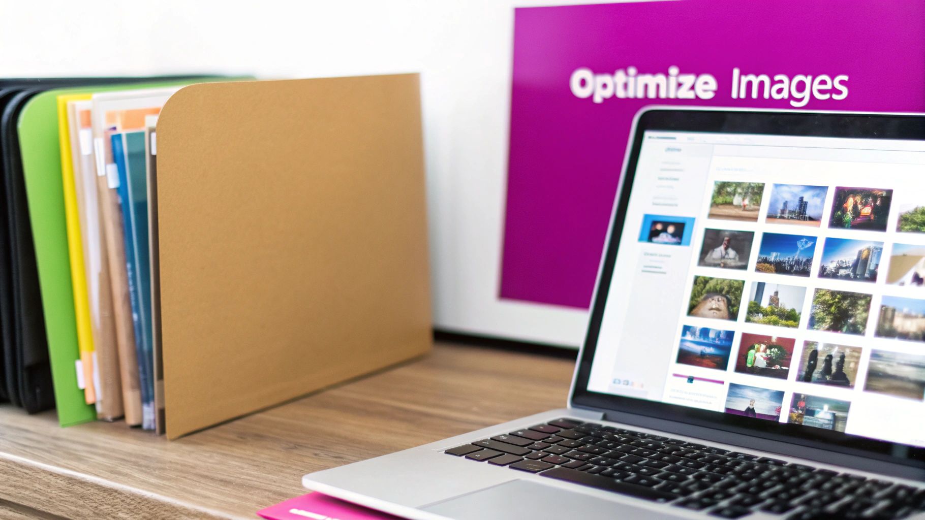 A person organizing digital files on a computer screen, symbolizing the preparation for a bulk image upload.