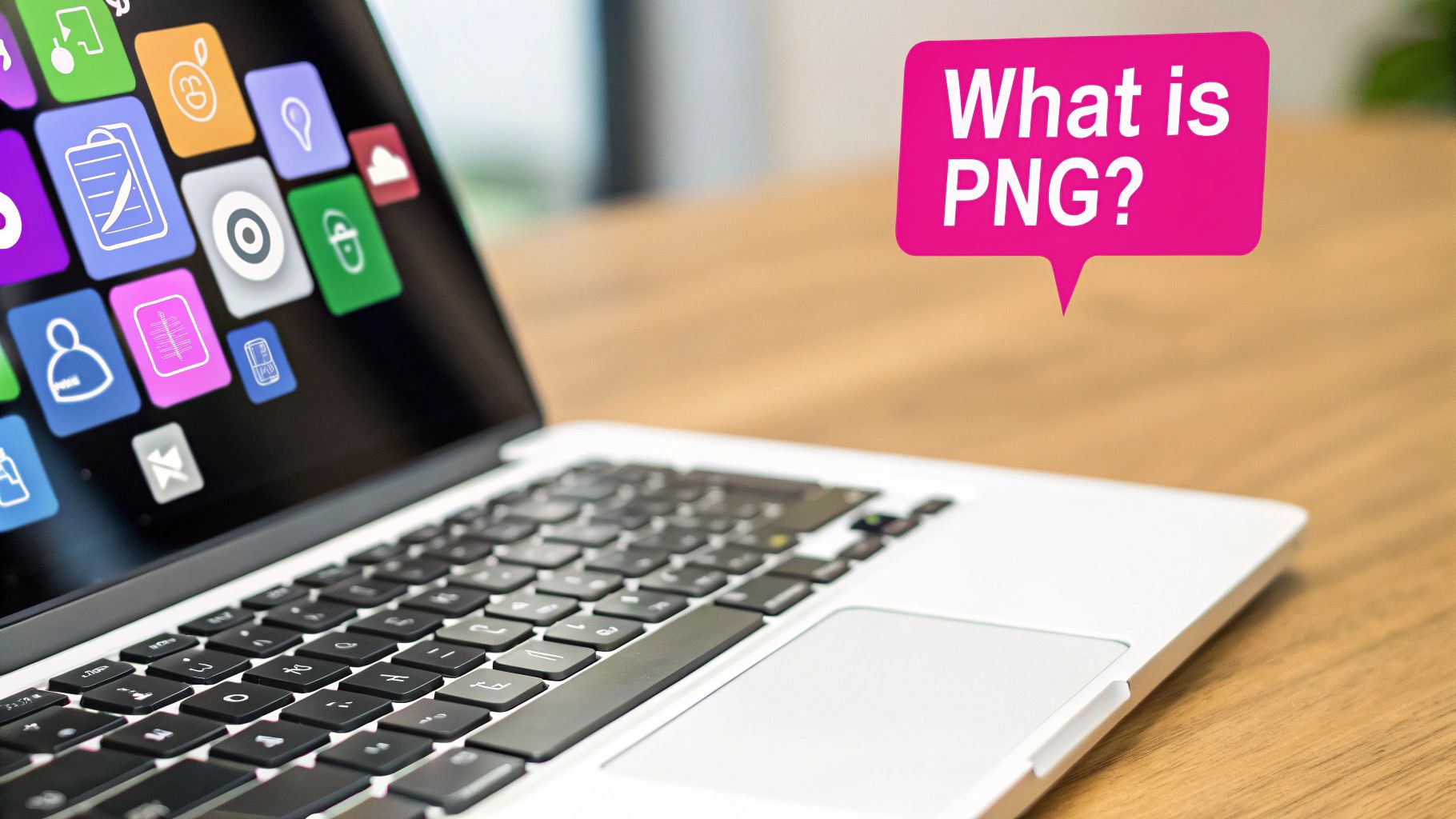 A crisp, high-quality logo with a transparent background floating over a colorful abstract design, demonstrating the power of PNG transparency.