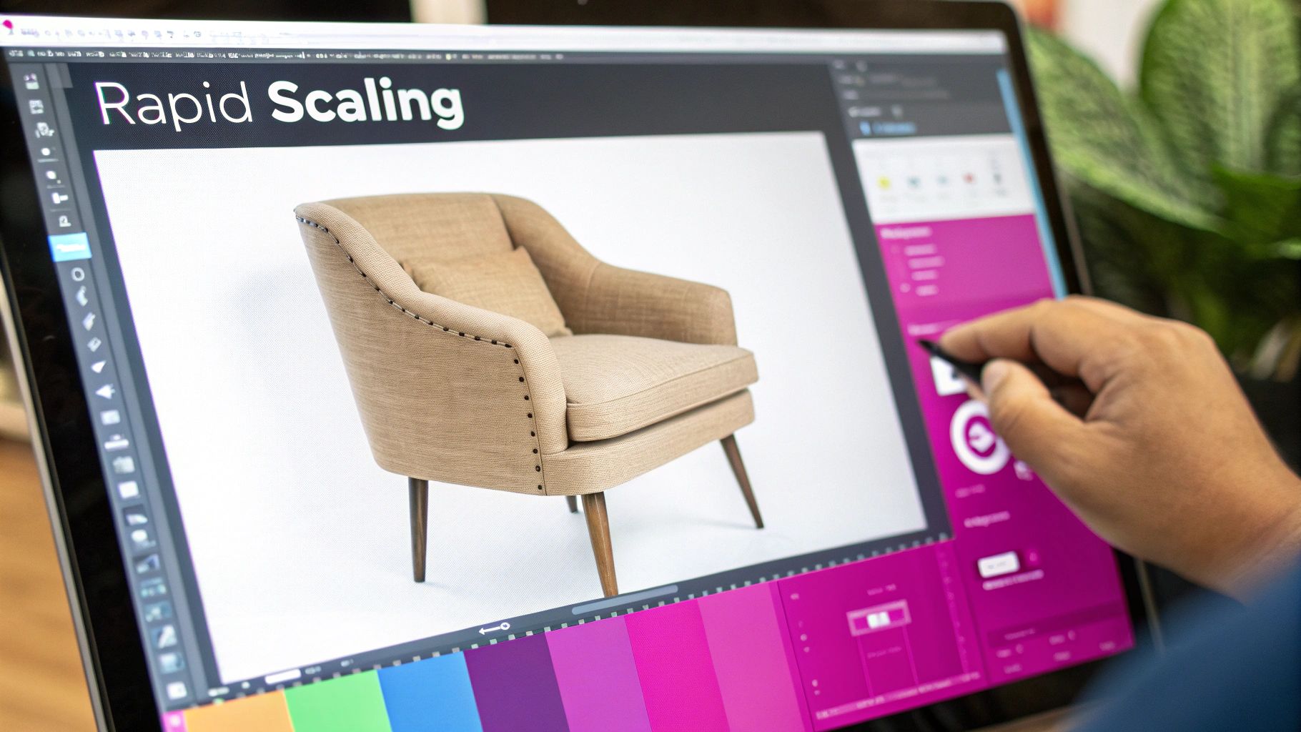 An armchair in a cozy room, showcasing how AI can change its color for e--commerce.