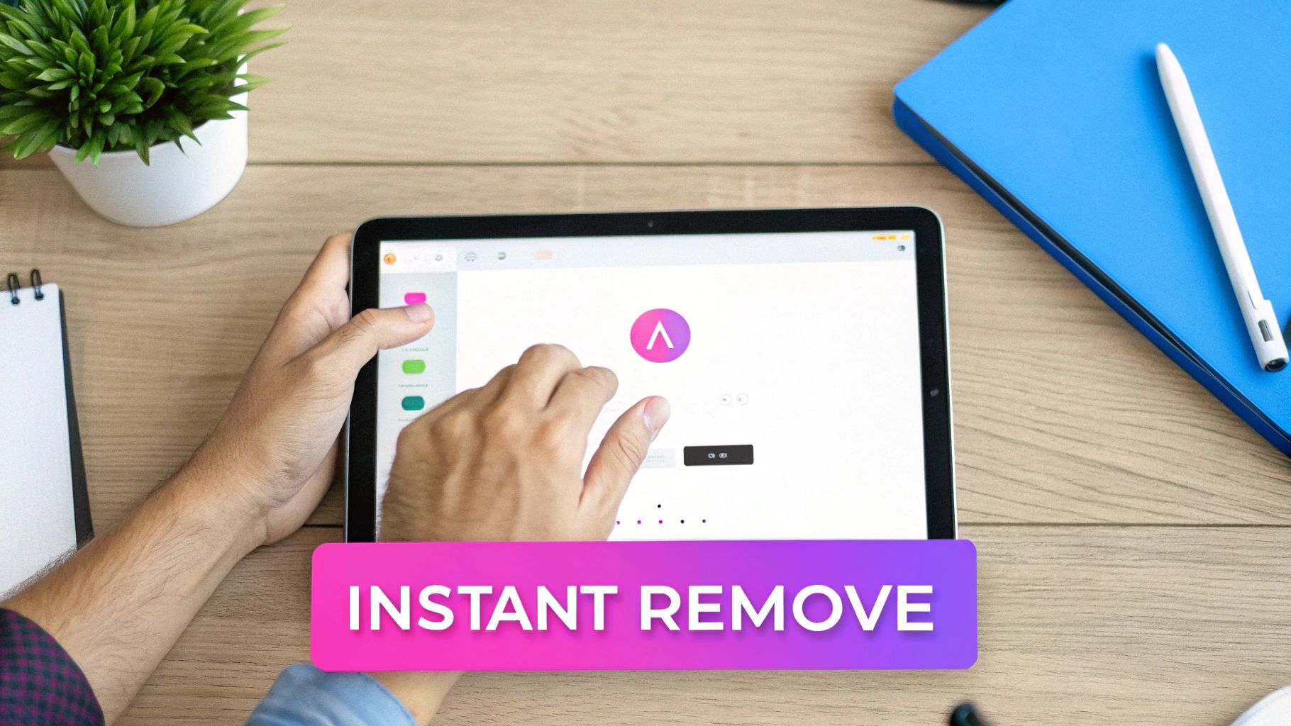 Screenshot from remove.bg showing a simple interface for uploading a photo.