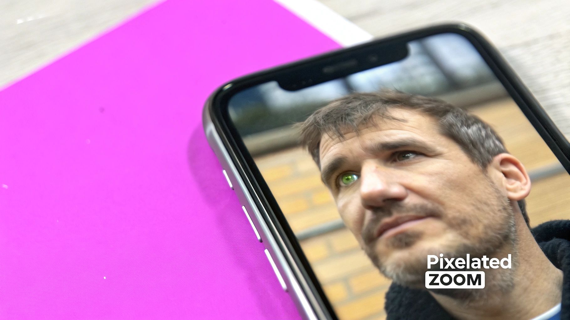 A pixelated, low-quality image of a cityscape next to a clear, high-resolution version of the same image.