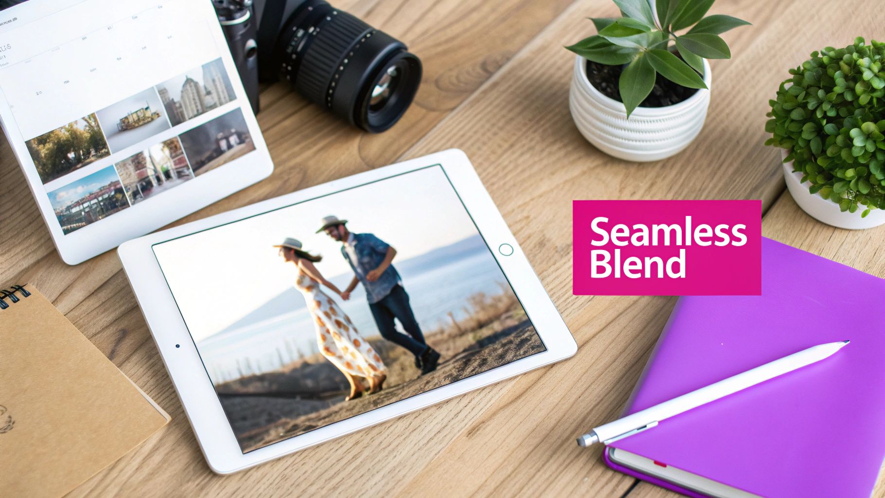 Two abstract images being blended into one another seamlessly