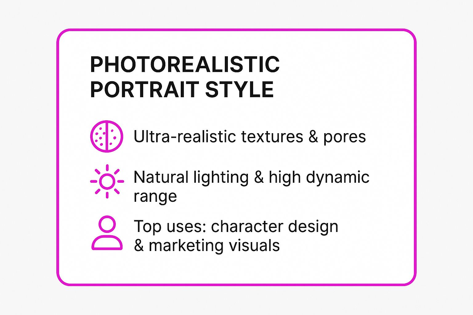 Infographic showing key data about Photorealistic Portrait Style