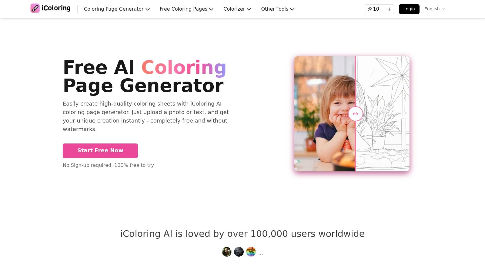iColoring AI — Free AI Coloring Page Generator