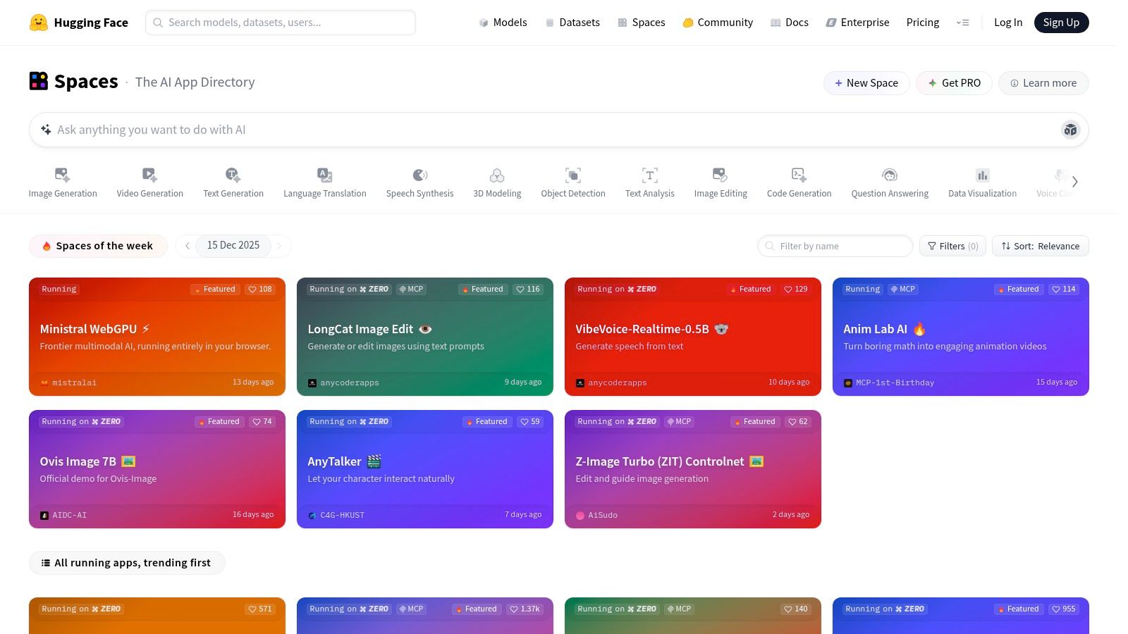Hugging Face Spaces (Image Generation category)