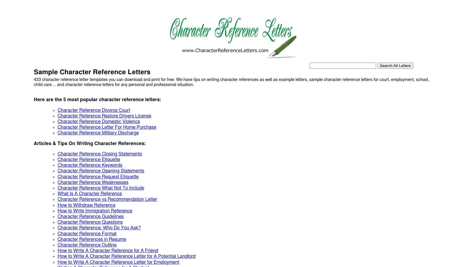 CharacterReferenceLetters.com