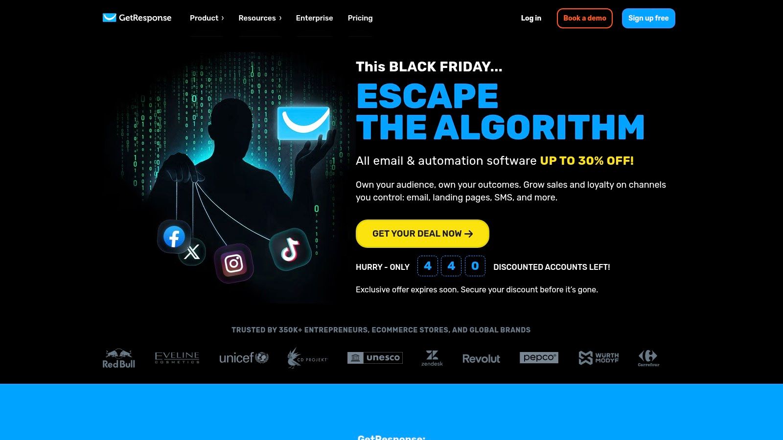 GetResponse email marketing and automation platform dashboard