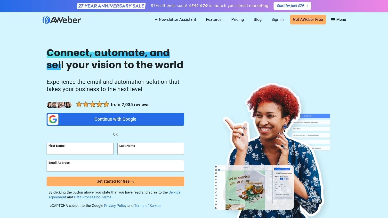 AWeber's platform for email marketing tools for small business
