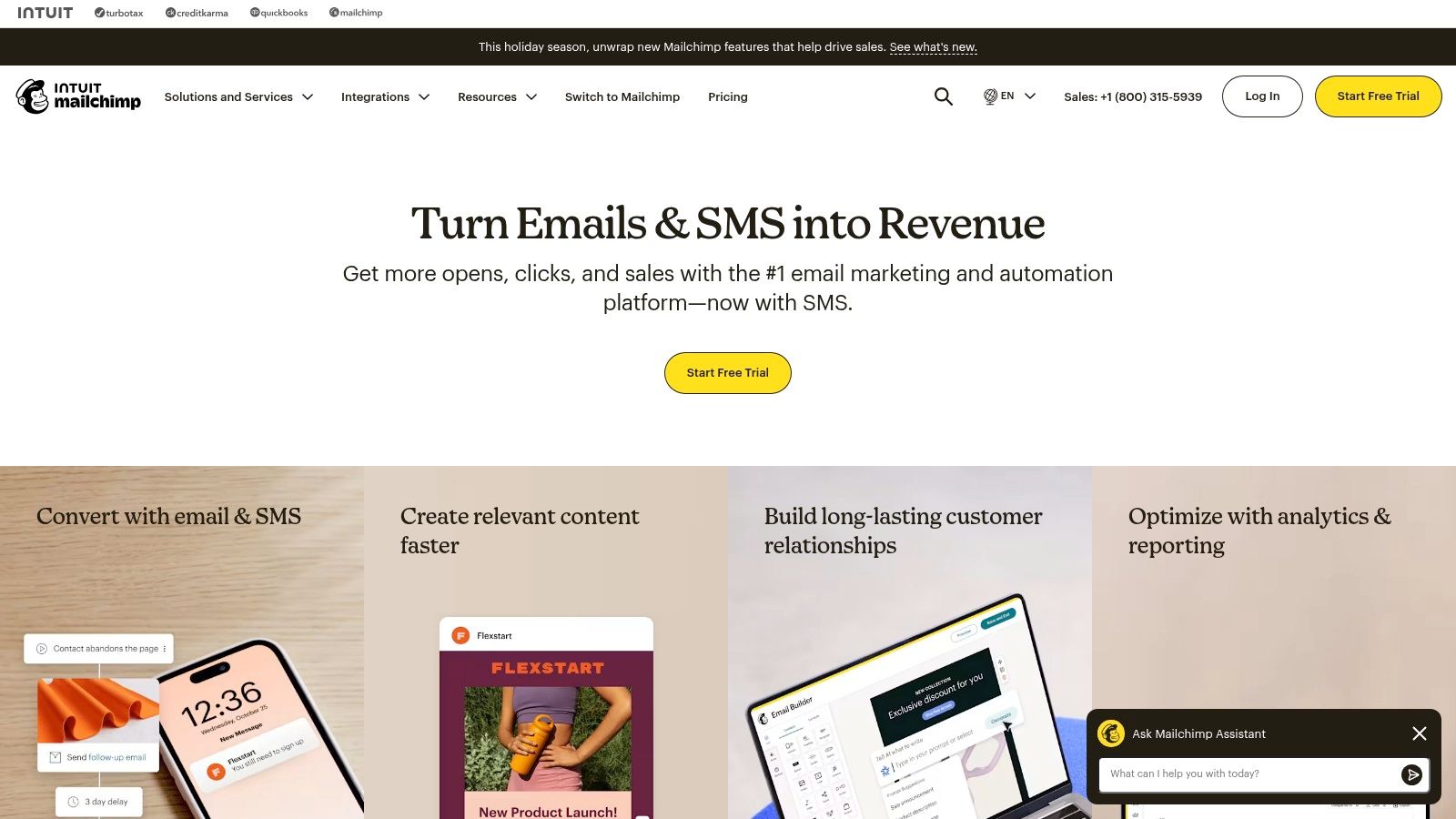 Mailchimp dashboard showing email campaign builder