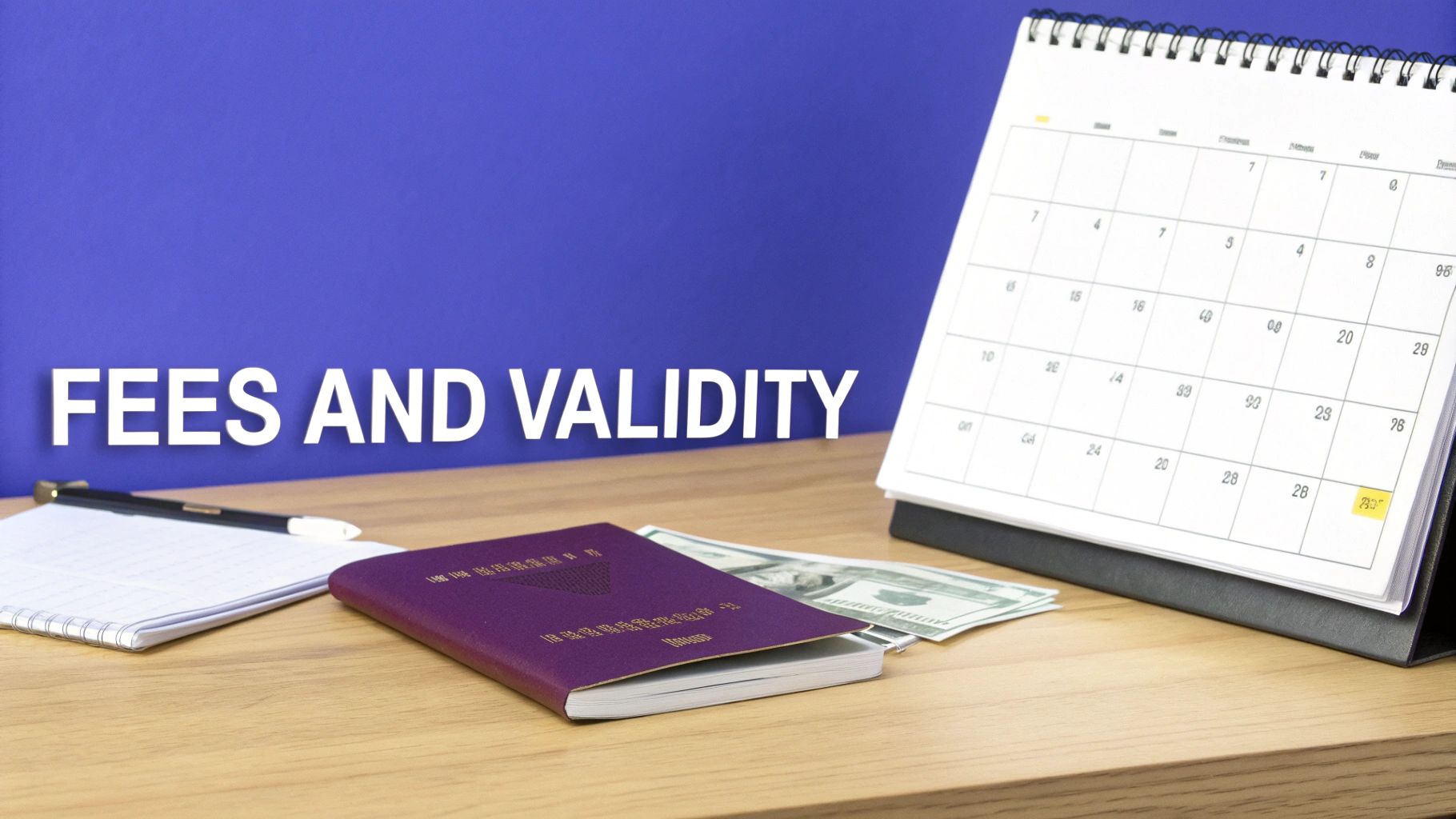 Calendar showing a two-year validity period for an ESTA.