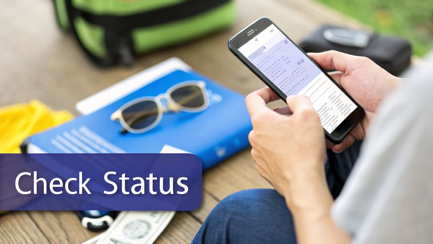 A close-up of a computer screen showing an 'Application Approved' message for travel authorization.