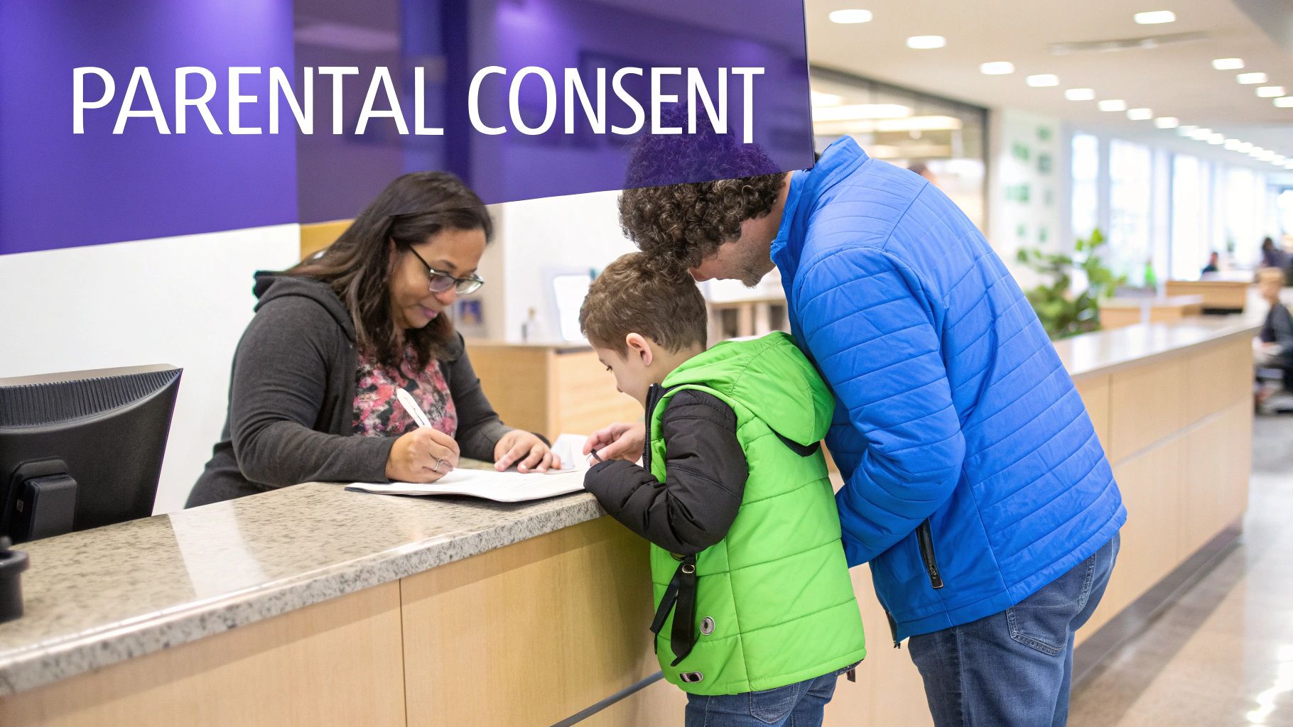 A legal document and a pen on a wooden desk, symbolizing the official nature of consent forms.