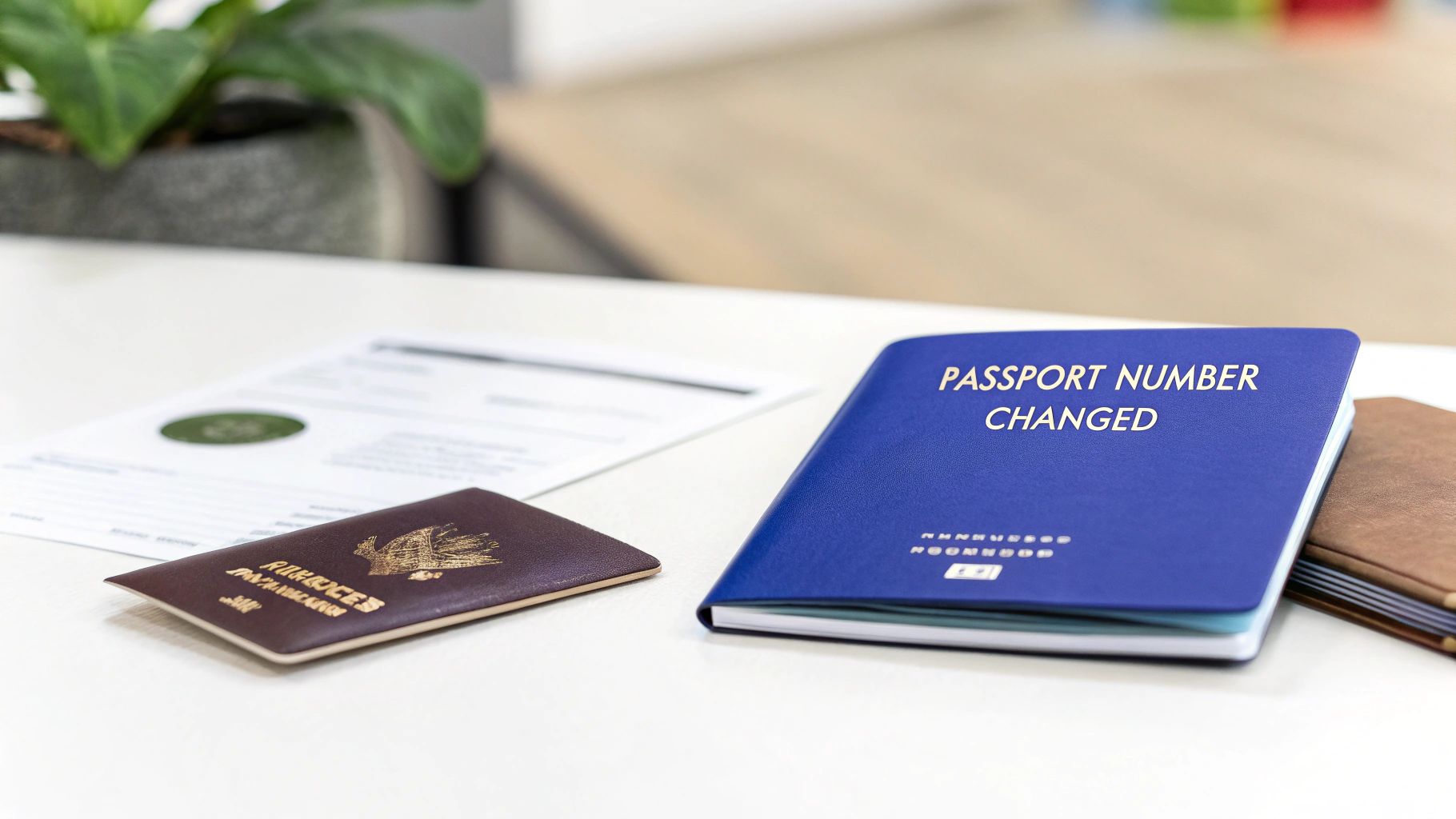 Woman holding her new UK passport and smiling, ready for travel.
